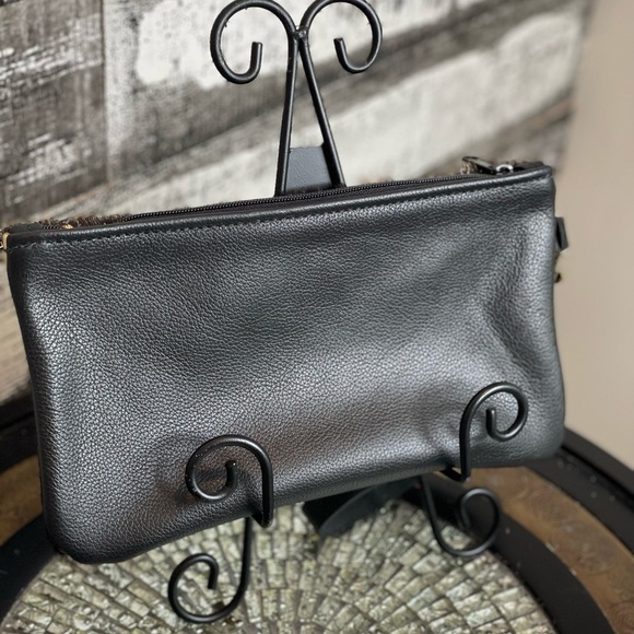 Chocolate brown with gold metallic flecks our one-of-a-kind acid wash wristlet. - Picture 5 of 6